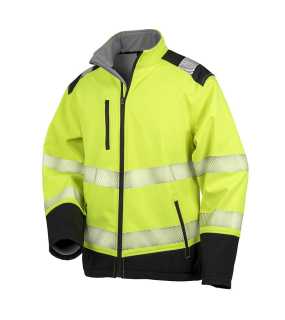 Pánska bunda (RESULT Printable Ripstop Safety Softshell Jacket)>žltá / čierna>L