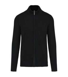 Pánsky sveter (KARIBAN MENS FULL ZIP CARDIGAN) > čierna > L
