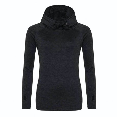 Dámska mikina (Just Cool WOMEN'S COOL COWL NECK TOP) > čierna (slate melange) > XL