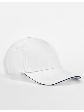 5 panelová unisex šiltovka(BF 5 Panel Cap-Sandwich Peak)>biela/modrá(french navy)