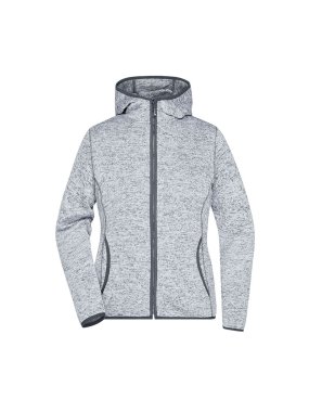 Dámska fleece bunda(JN Ladies' Knitted Fleece Hoody)>šedá(lightmelange) / šedá(carbon)>M