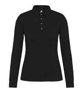 Dámska polokošeľa (Kariban LADIES' LONG SLEEVE JERSEY POLO SHIRT) > čierna > M