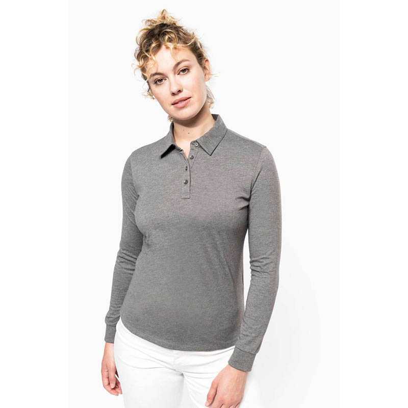 Dámska polokošeľa (Kariban LADIES' LONG SLEEVE JERSEY POLO SHIRT) > modrá (navy) > M