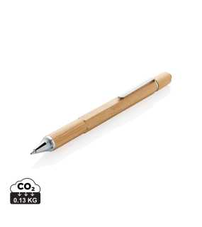 Multifunkčné pero 5 v 1 z bambusu > hnedá