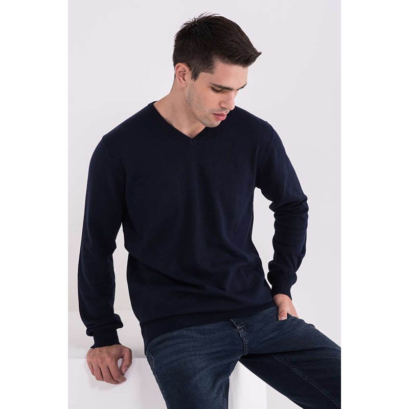 Pánsky sveter (Legend World Wide MEN’S V-NECK FINE GAUGE COTTON PULLOVER) > čierna > XL