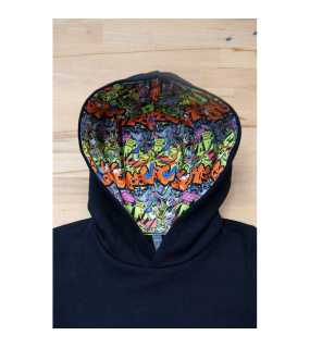 Detská mikina(KARIBAN UNISEX KIDS CONTRAST HOODED SWEATSHIRT)>čierna/skate Graffiti>10/12