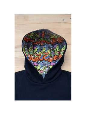 Detská mikina(KARIBAN UNISEX KIDS CONTRAST HOODED SWEATSHIRT)>čierna/skate Graffiti>10/12