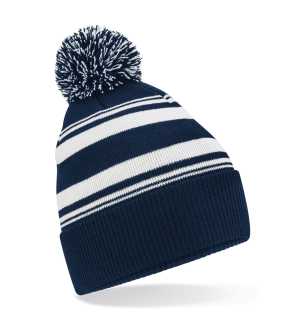 Unisex čiapka (Beechfield Striped Fan Beanie) > modrá / biela (french navy / white)