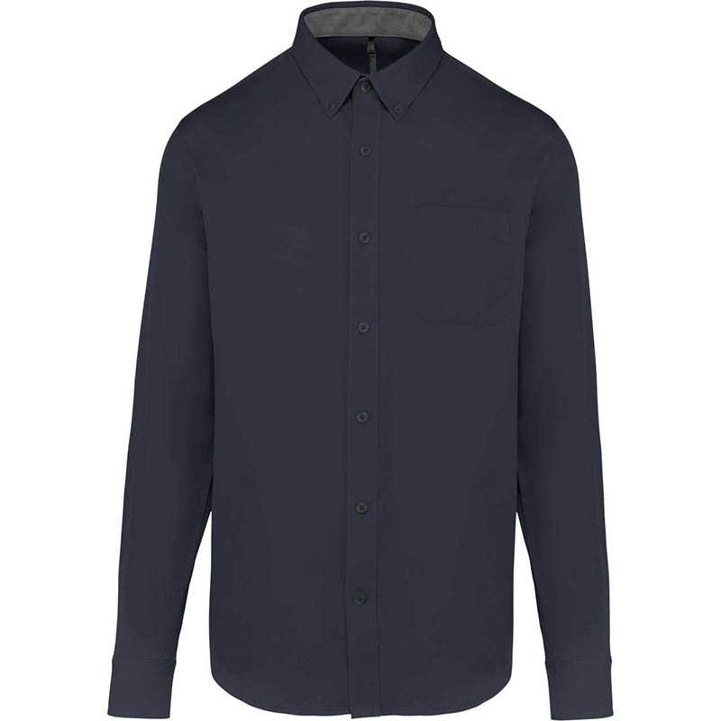Pánska košeľa (Kariban MEN'S NEVADA LONG SLEEVE COTTON SHIRT) > modrá (navy) > L