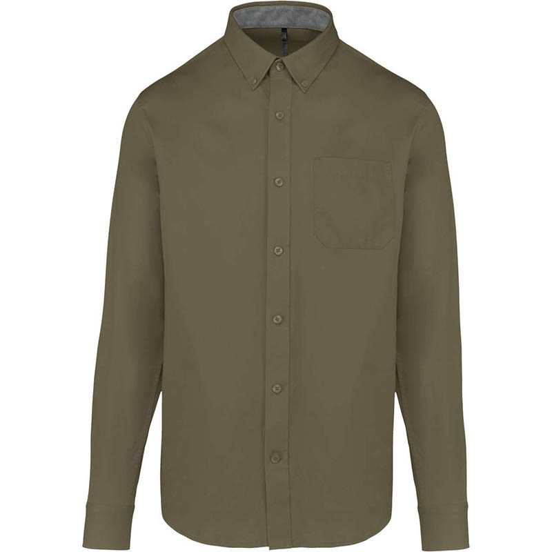 Pánska košeľa (Kariban MEN'S NEVADA LONG SLEEVE COTTON SHIRT) > hnedá (light khaki) > 4XL