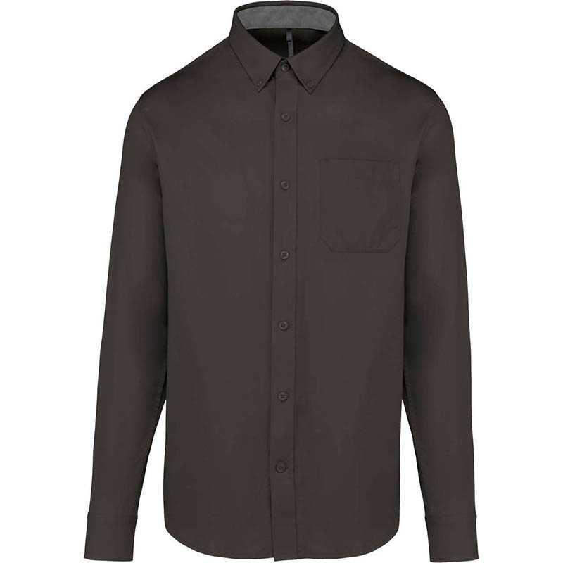 Pánska košeľa (Kariban MEN'S NEVADA LONG SLEEVE COTTON SHIRT) > šedá (dark) > L
