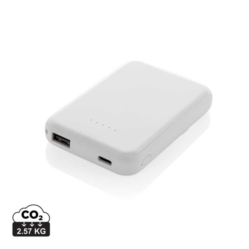Magnetická powerbanka Stellar 5000mAh 5W z RCS plastu > biela