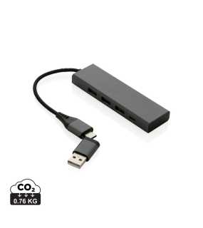 USB rozbočovač Terra z RCS recykl. hliníka > šedá
