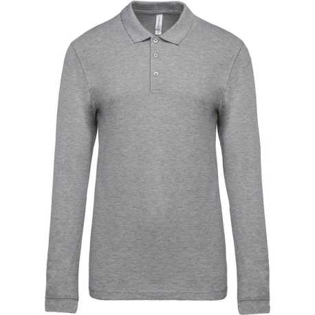 Pánska polokošeľa(KARIBAN MEN'S PIQUÉ LONG SLEEVE POLO SHIRT) > šedá (oxford) > 2XL