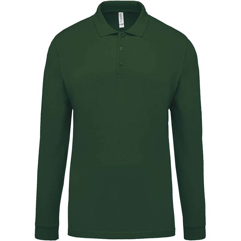 Pánska polokošeľa(KARIBAN MEN'S PIQUÉ LONG SLEEVE POLO SHIRT)>zelená (forest)>2XL