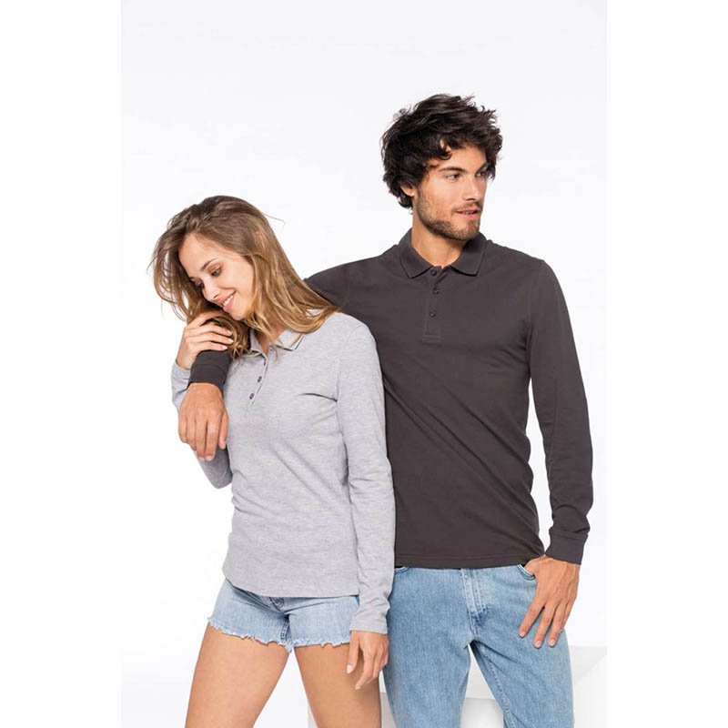 Pánska polokošeľa(KARIBAN MEN'S PIQUÉ LONG SLEEVE POLO SHIRT) > šedá (dark) > 2XL