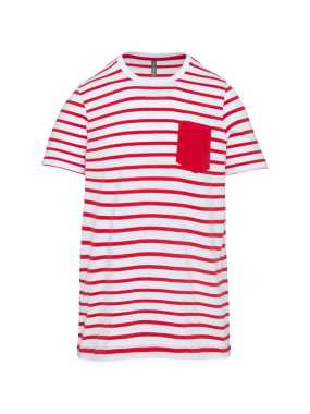 Detské tričko(Kariban KIDS' STRIPED SHORT SLEEVE T-SHIRT)>biela(striped)/červená>4/6