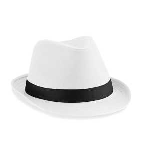 Unisex klobúk (Beechfield Fedora) > biela / čierna > L/XL