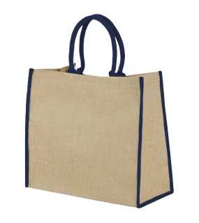 Jutová darčeková taška > prírodná / modrá (navy)