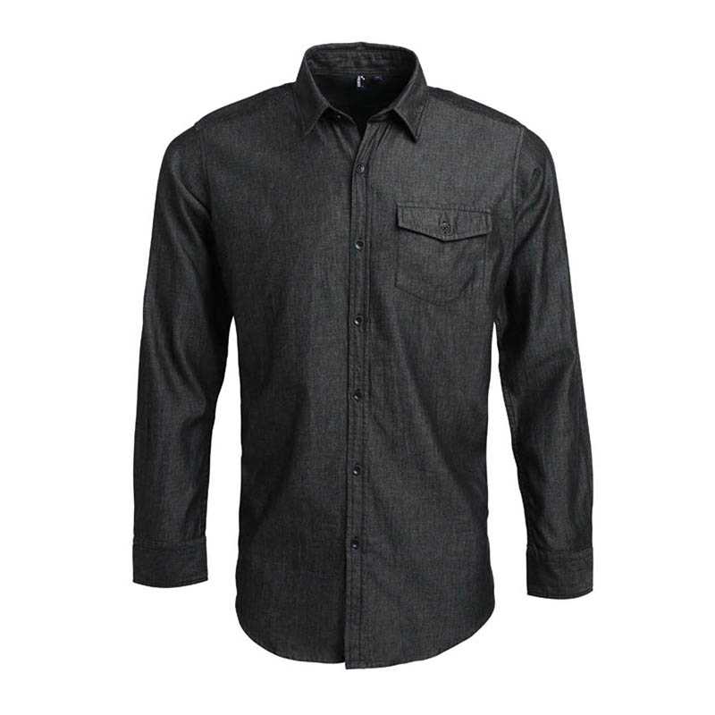Pánska košeľa (PREMIER MEN’S JEANS STITCH DENIM SHIRT) > čierna (denim) > XS
