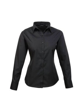 Dámska košeľa (PREMIER LADIES’ LONG SLEEVE POPLIN BLOUSE) > čierna > 6XL
