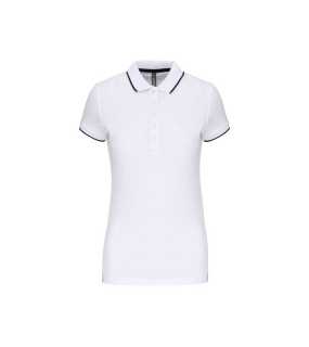 Dámska polokošeľa (KARIBAN LADIES SS POLO SHIRT) > biela / modrá (navy) > M