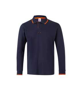 Pánska polokošeľa (VELILLA LS TWO-TONE POLO) > modrá (navy) / oranžová (hi-vis) > XS