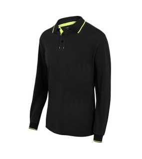 Pánska polokošeľa (VELILLA LS TWO-TONE POLO) > čierna / žltá (hi-vis) > XS