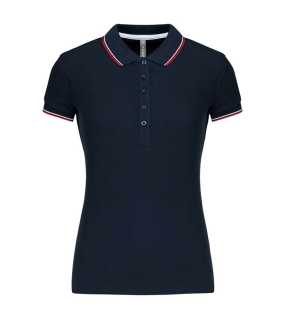 Dámska polokošeľa(KARIBAN LADIES' SHORT SLEEVE POLO)>modrá (navy) / červená / biela>M