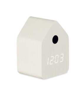Budík so zvukom kukučky z MDF > biela