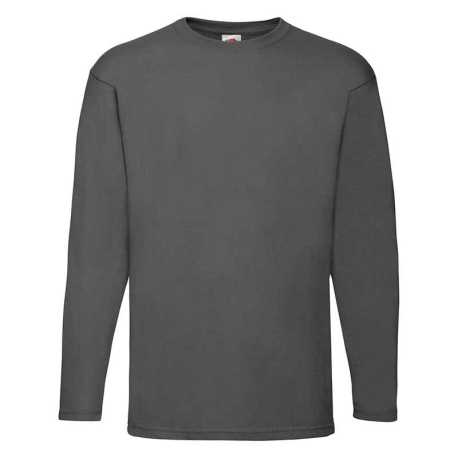 Pánske tričko (FRUIT OF THE LOOM Valueweight Long Sleeve T)>šedá (light graphite)>S