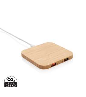 Bezdrôtová nabíjačka 5W s USB z FSC bambusu > hnedá