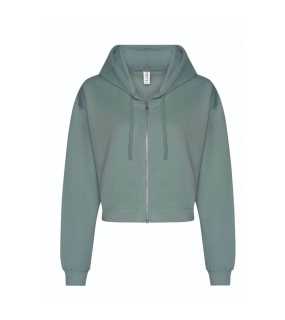 Dámska mikina (Just Hoods WOMEN'S FASHION CROPPED ZOODIE) > zelená (dusty) > 2XS