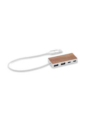 USB rozbočovač 4 porty 27,5 cm > drevo