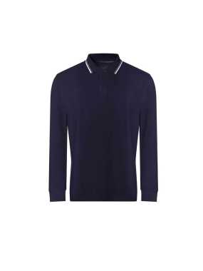 Unisex polokošeľa (Just Polos LONG SLEEVE TIPPED 100 POLO)>modrá (oxford navy) / biela>S