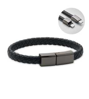 Pletený náramok s USB-C káblom > čierna