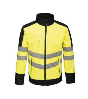 Pánska bunda (REGATTA HI-VIS PRO 3 LAYER SOFTSHELL) > žltá / modrá (navy) > L