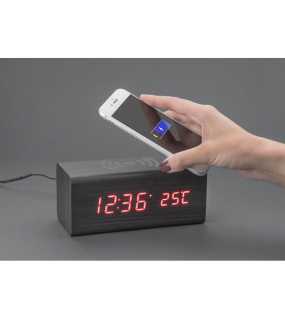 Stolové hodiny s bezdrôtovou indukčnou nabíjačkou > čierna