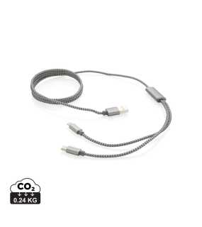 Pletený kábel 3 v 1 USB-C,IOS,USB-MICRO > šedá