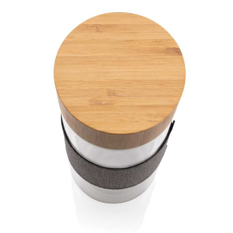 Dvojstenná sklenená fľaša s bambusovým uzáverom > transparentná / šedá