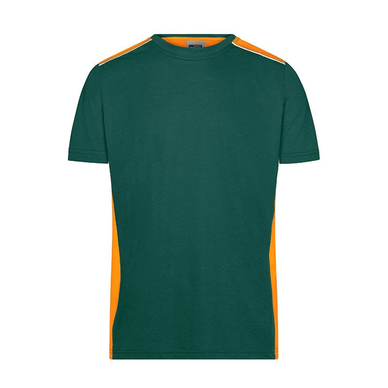 Pánske pracovné tričko(JN Mens Workwear T-Shirt-Level 2)>zelená (dark) / oranžová>M