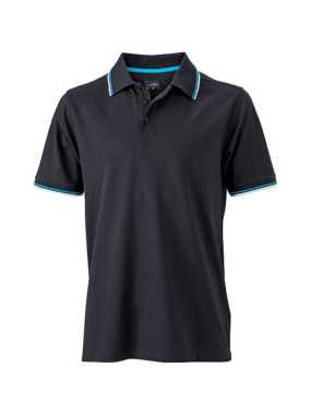 Pánska polokošeľa (JN Men's coldblack® Polo) > čierna / biela / tyrkysová > M