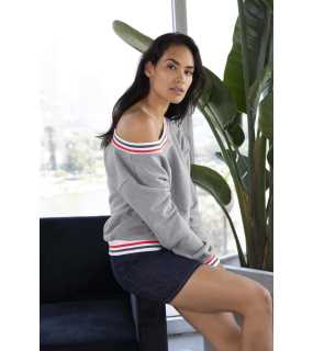 Dámska mikina (AMERICAN APPAREL WOMEN'S HEAVY TERRY SPORT SWEATSHIRT)>čierna / biela>S