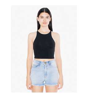 Dámske tielko (AMERICAN APPAREL WOMEN'S COTTON SPANDEX SLEEVELESS CROP TOP)>čierna>S