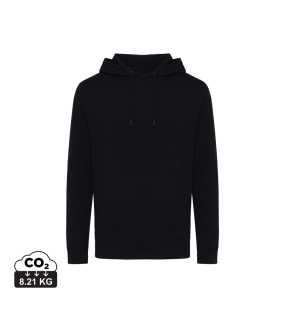 Ľahká mikina s kapucňou Iqoniq Rila z recykl. bavlny > čierna > M