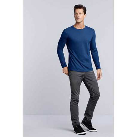 Unisex tričko (GILDAN SOFTSTYLE ADULT LONG SLEEVE T-SHIRT) > modrá (navy) > L