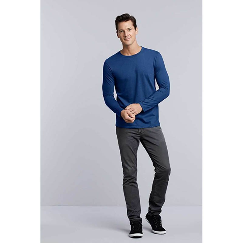 Unisex tričko (GILDAN SOFTSTYLE ADULT LONG SLEEVE T-SHIRT) > modrá (navy) > L