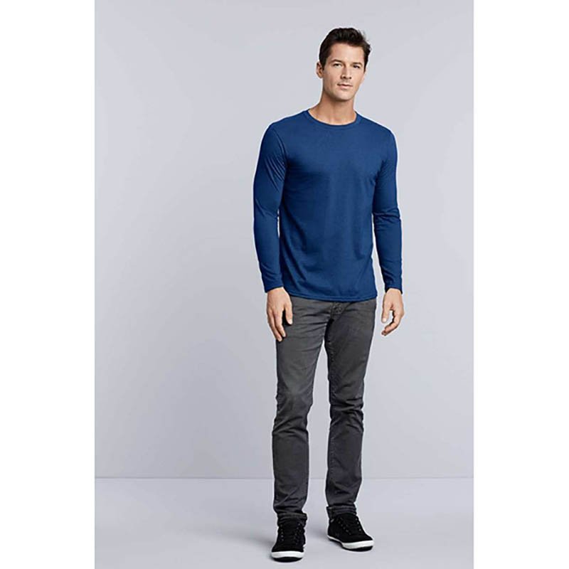 Unisex tričko (GILDAN SOFTSTYLE ADULT LONG SLEEVE T-SHIRT) > modrá (navy) > L
