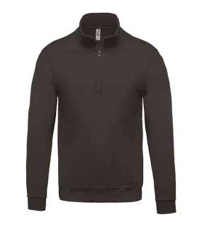 Pánska mikina (KARIBAN ZIP NECK SWEATSHIRT) > šedá (dark) > M