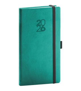 Diár (Aprint Top 2026) - 9 x 15,5 x 1 cm  > tyrkysová > vreckový týždenný